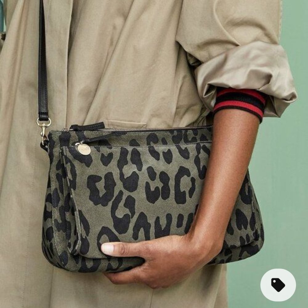 Clare V army green print purse